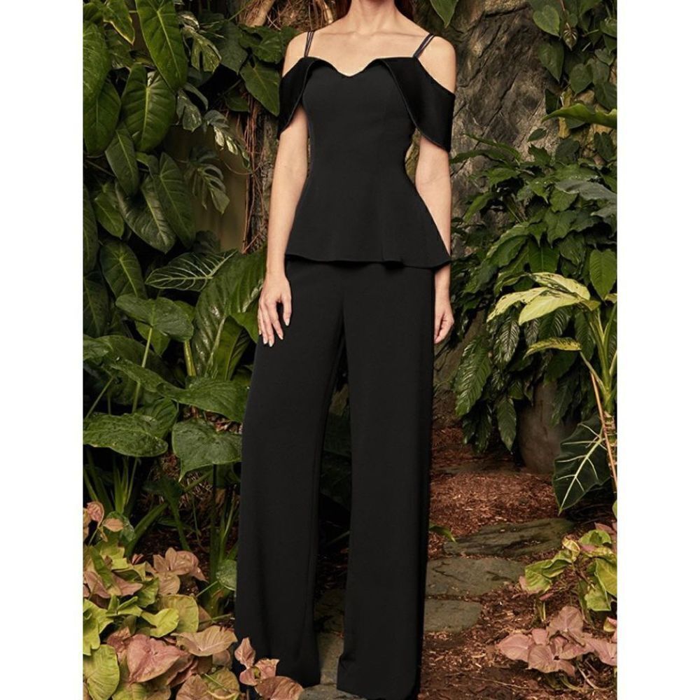 Lanting Black Off Shoulder Jumpsuit Size 12 New